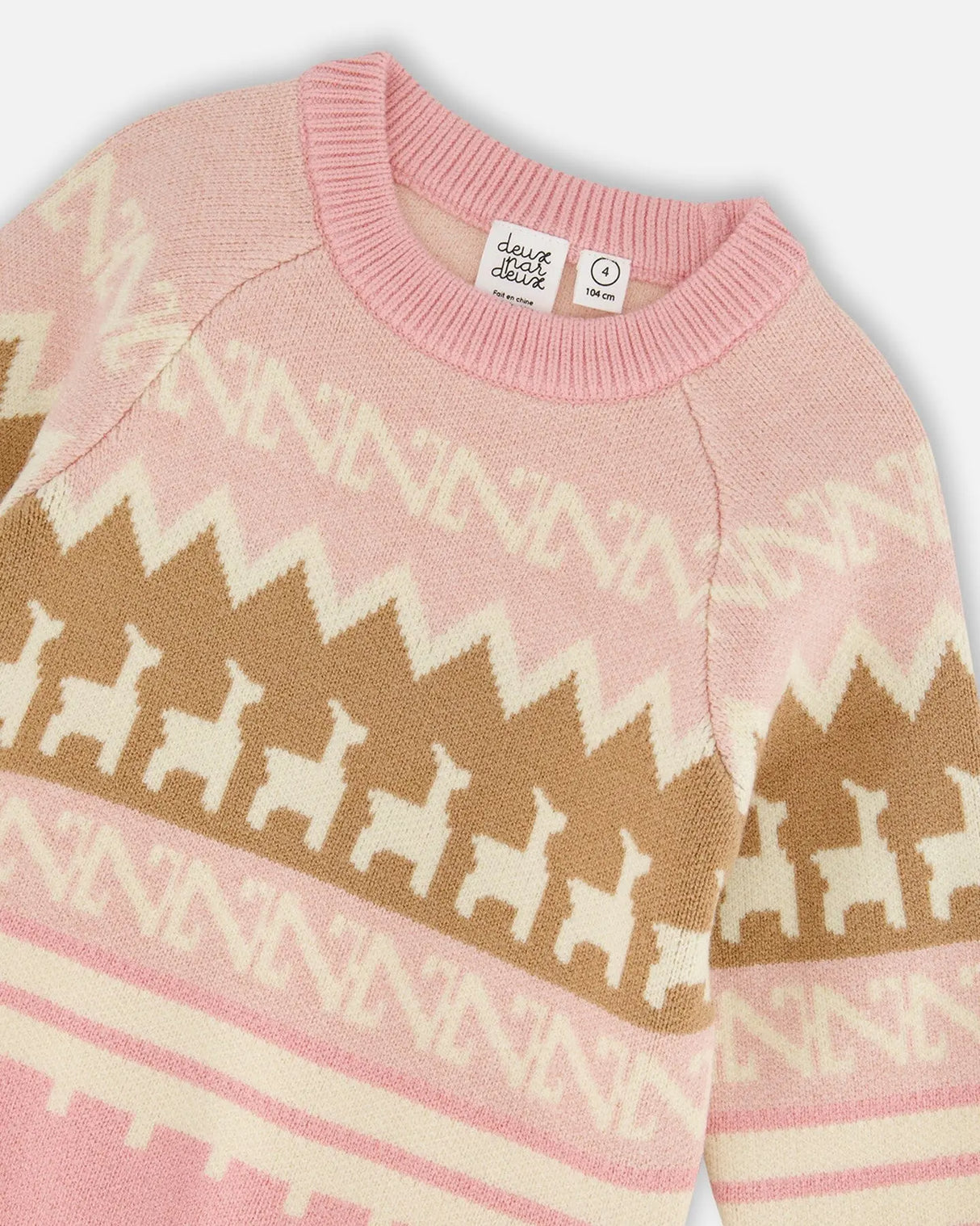 Llama Jacquard Sweater Dusty Pink | Deux par Deux | Jenni Kidz