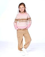 Llama Jacquard Sweater Dusty Pink | Deux par Deux | Jenni Kidz