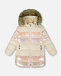 Long Metallic Puffy Winter Coat White | Deux par Deux | Jenni Kidz