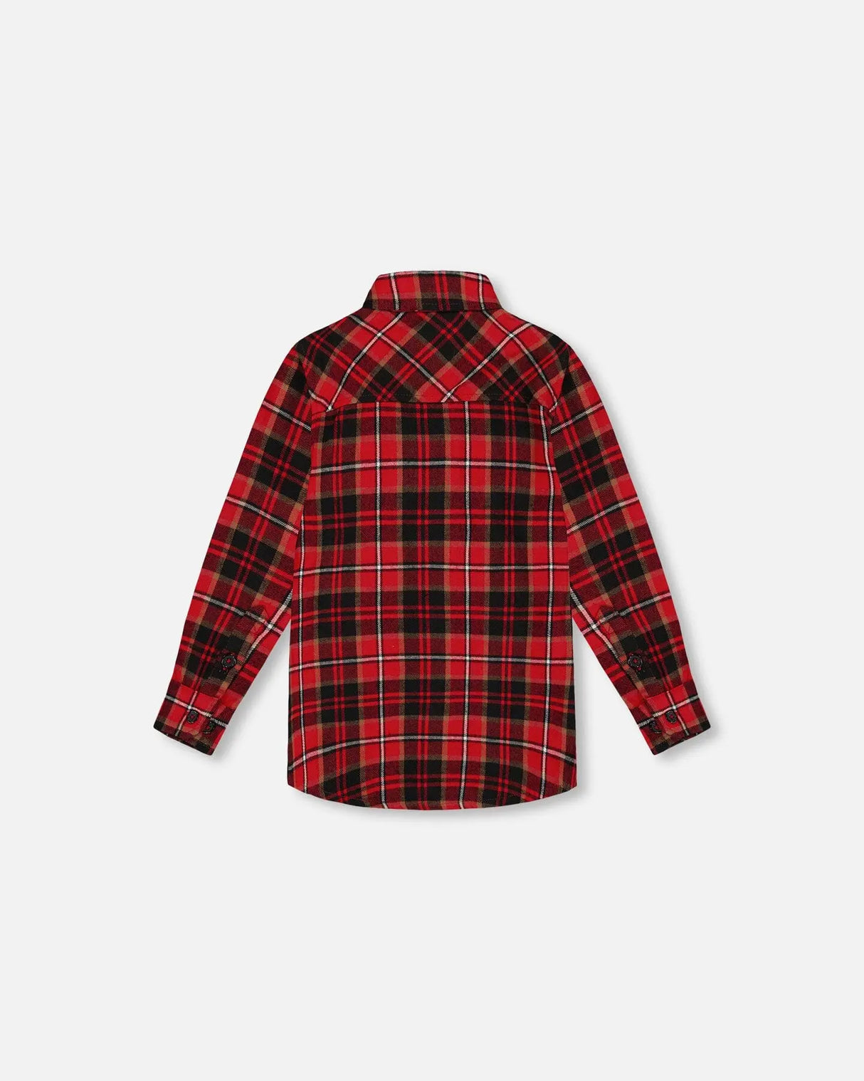 Long Sleeve Button Down Flannel Shirt Plaid Black And Red | Deux par Deux | Jenni Kidz