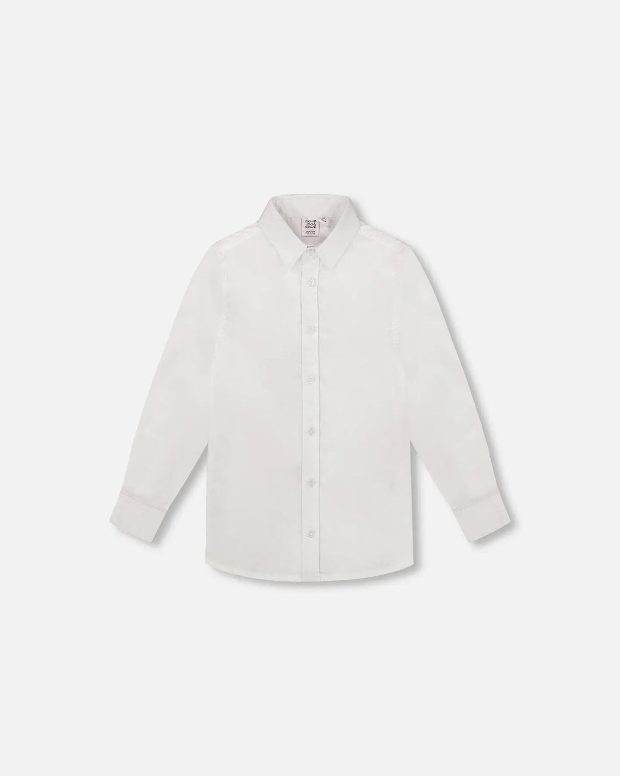 Long Sleeve Button Down Shirt White | Deux par Deux | Jenni Kidz