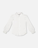 Long Sleeve Button Front Shirt Off White | Deux par Deux | Jenni Kidz