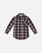 Long Sleeve Button Front Tunic Flannel Shirt Plaid Navy And Pink | Deux par Deux | Jenni Kidz