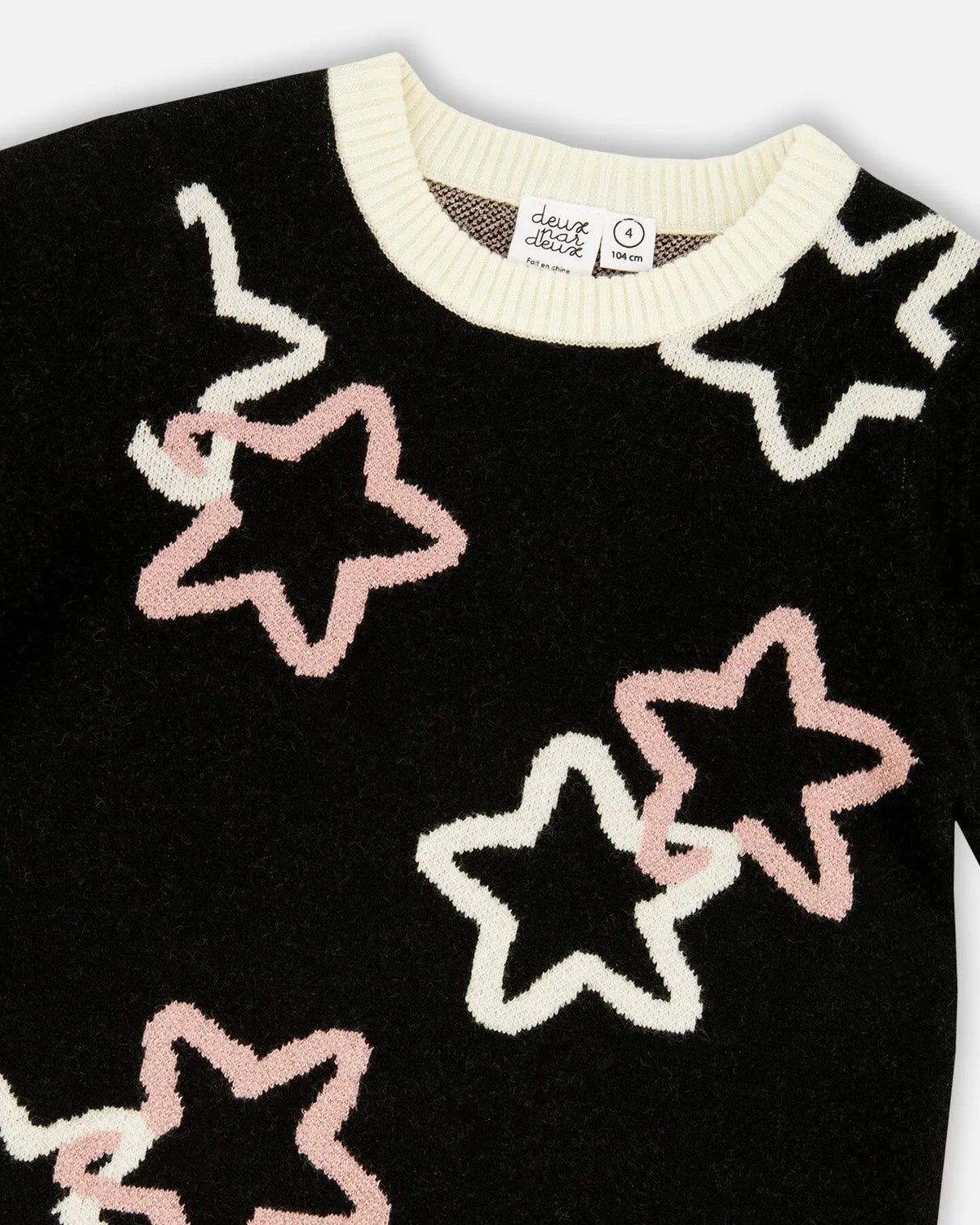 Long Sleeve Knit Dress Black With Stars | Deux par Deux | Jenni Kidz