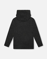 Long Sleeve Super Soft Brushed Jersey Hooded Tee Black | Deux par Deux | Jenni Kidz