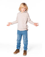 Long Sleeve Super Soft Brushed Jersey Hooded Tee Heather Beige | Deux par Deux | Jenni Kidz