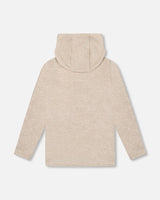 Long Sleeve Super Soft Brushed Jersey Hooded Tee Heather Beige | Deux par Deux | Jenni Kidz