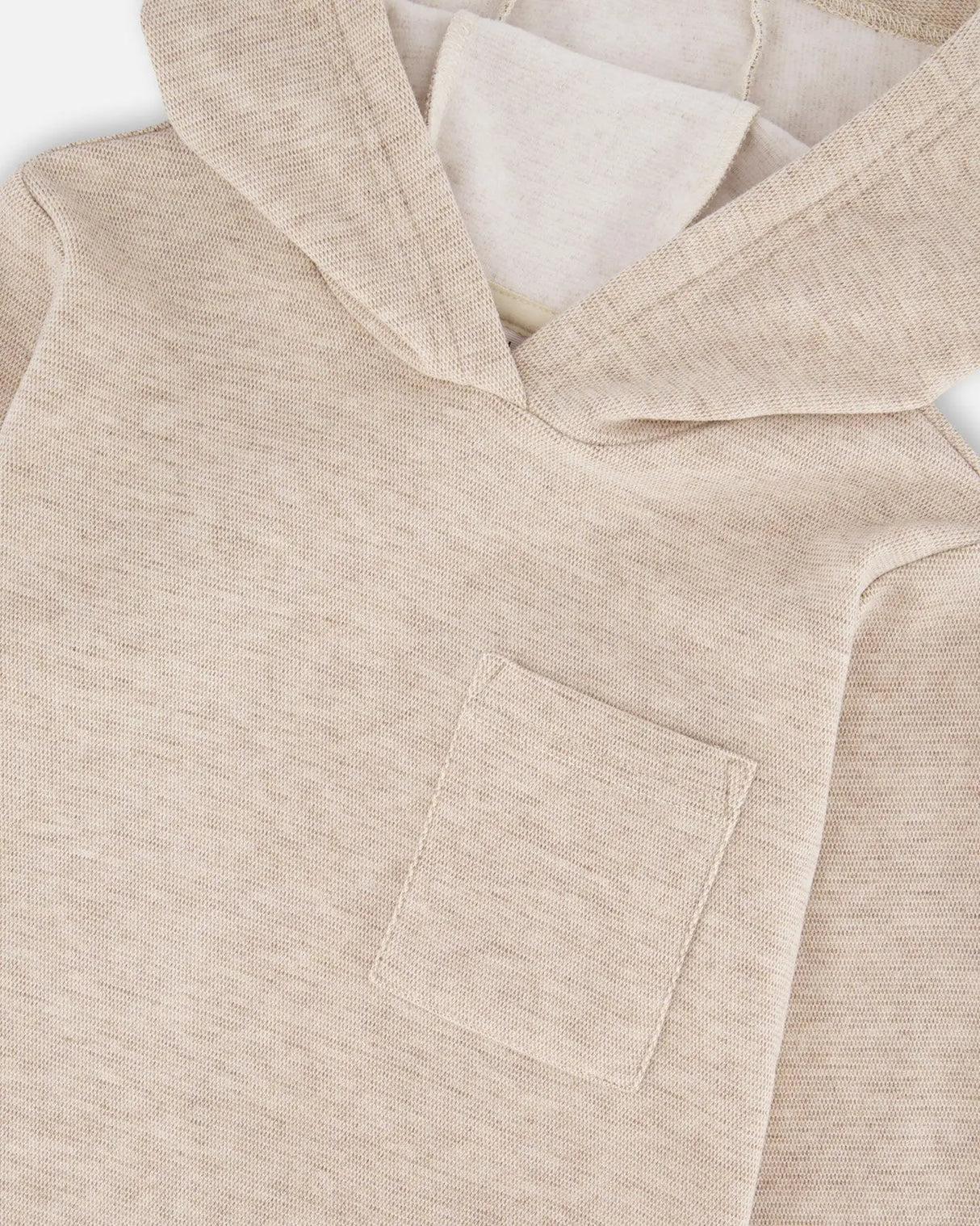 Long Sleeve Super Soft Brushed Jersey Hooded Tee Heather Beige | Deux par Deux | Jenni Kidz