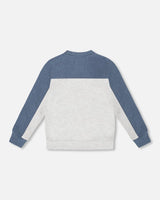 Long Sleeve Super Soft Brushed Jersey Top Color Block Light Heather Gray | Deux par Deux | Jenni Kidz