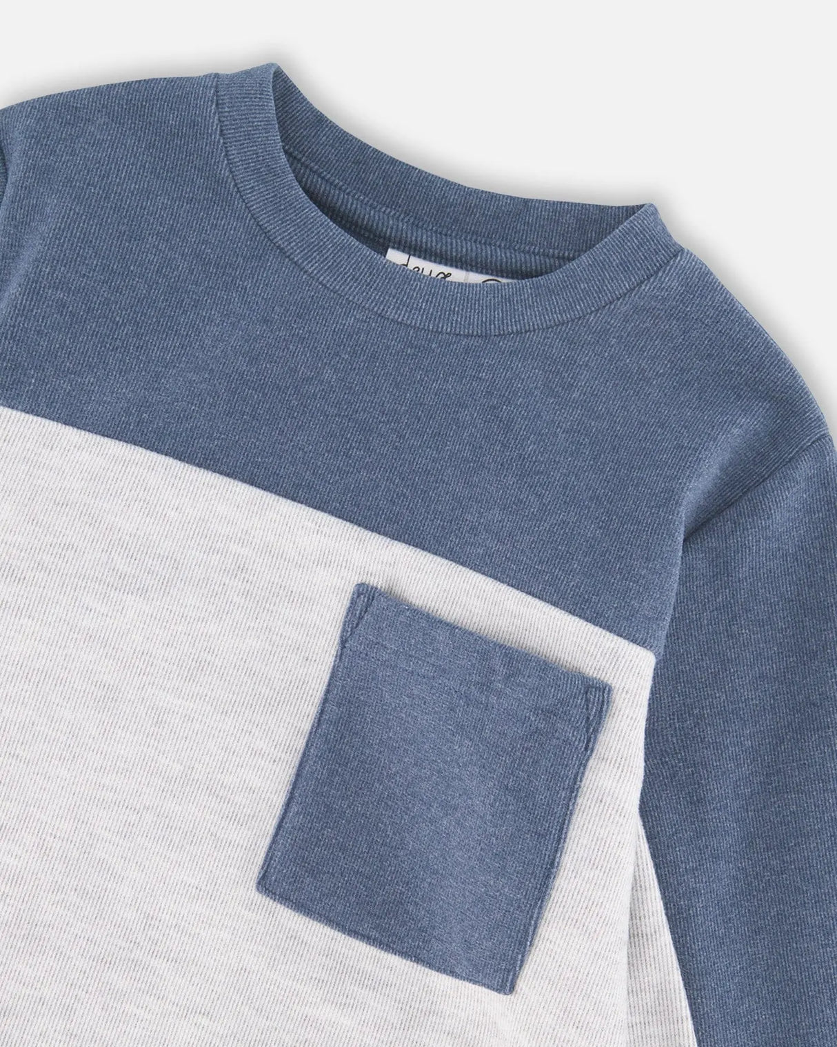 Long Sleeve Super Soft Brushed Jersey Top Color Block Light Heather Gray | Deux par Deux | Jenni Kidz