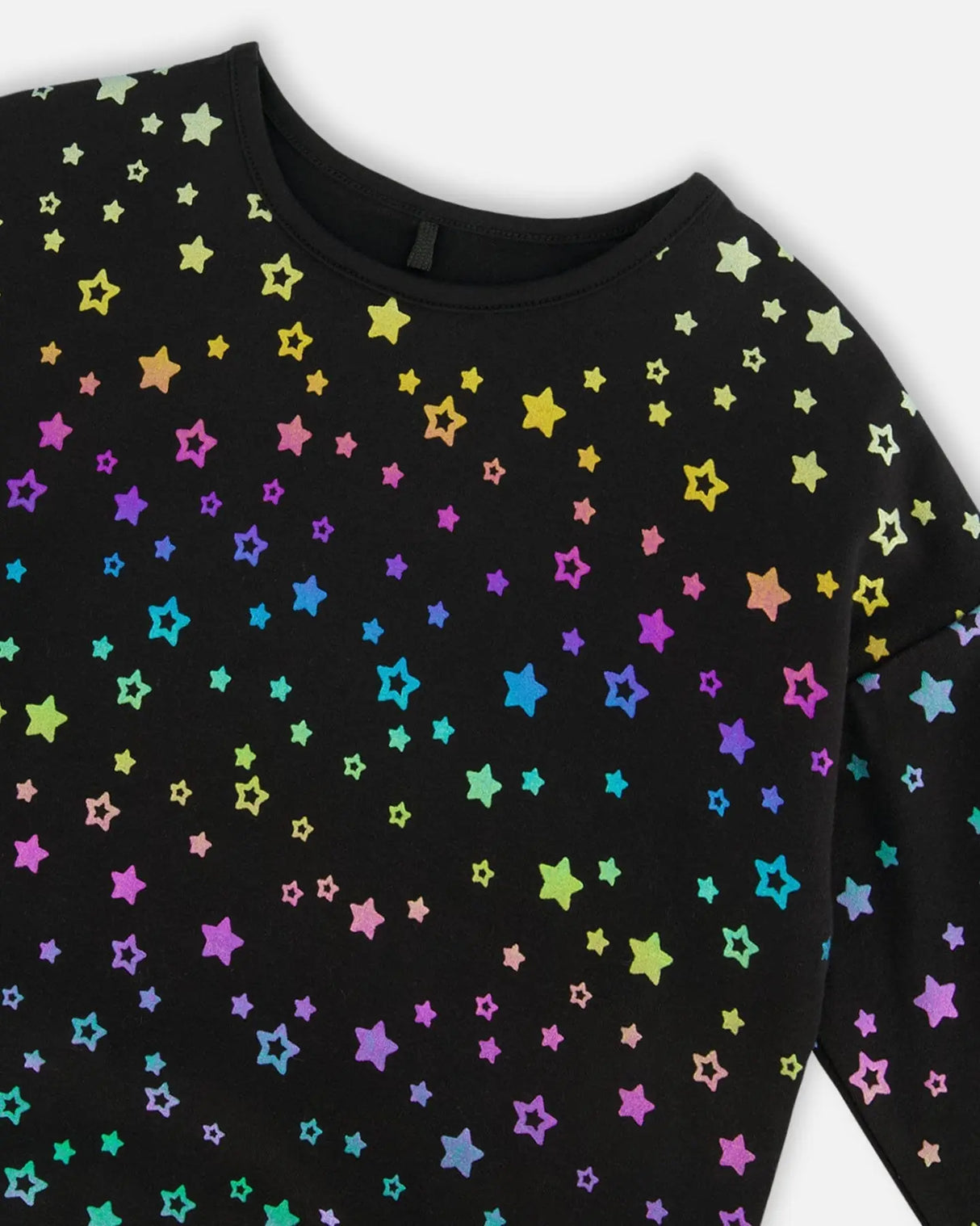 Long Sleeve T-Shirt Foil Black Printed Stars | Deux par Deux | Jenni Kidz