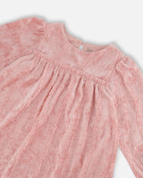 Long Sleeve Velvet Dress With Frills Light Pink | Deux par Deux | Jenni Kidz