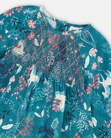 Long Sleeve Viscose Blouse Turquoise Printed Fairy Unicorn | Deux par Deux | Jenni Kidz