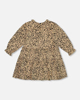 Long Sleeve Viscose Dress With Frill Printed Leopard | Deux par Deux | Jenni Kidz