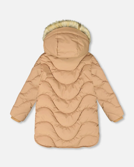 Long Wavy Quilt Puffy Coat Chanterelle | Deux par Deux | Jenni Kidz