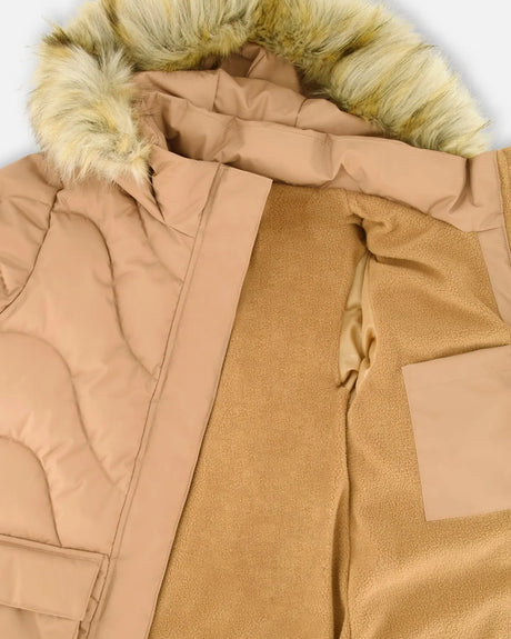 Long Wavy Quilt Puffy Coat Chanterelle | Deux par Deux | Jenni Kidz