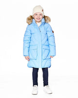 Long Wavy Quilt Puffy Coat Powder Blue | Deux par Deux | Jenni Kidz