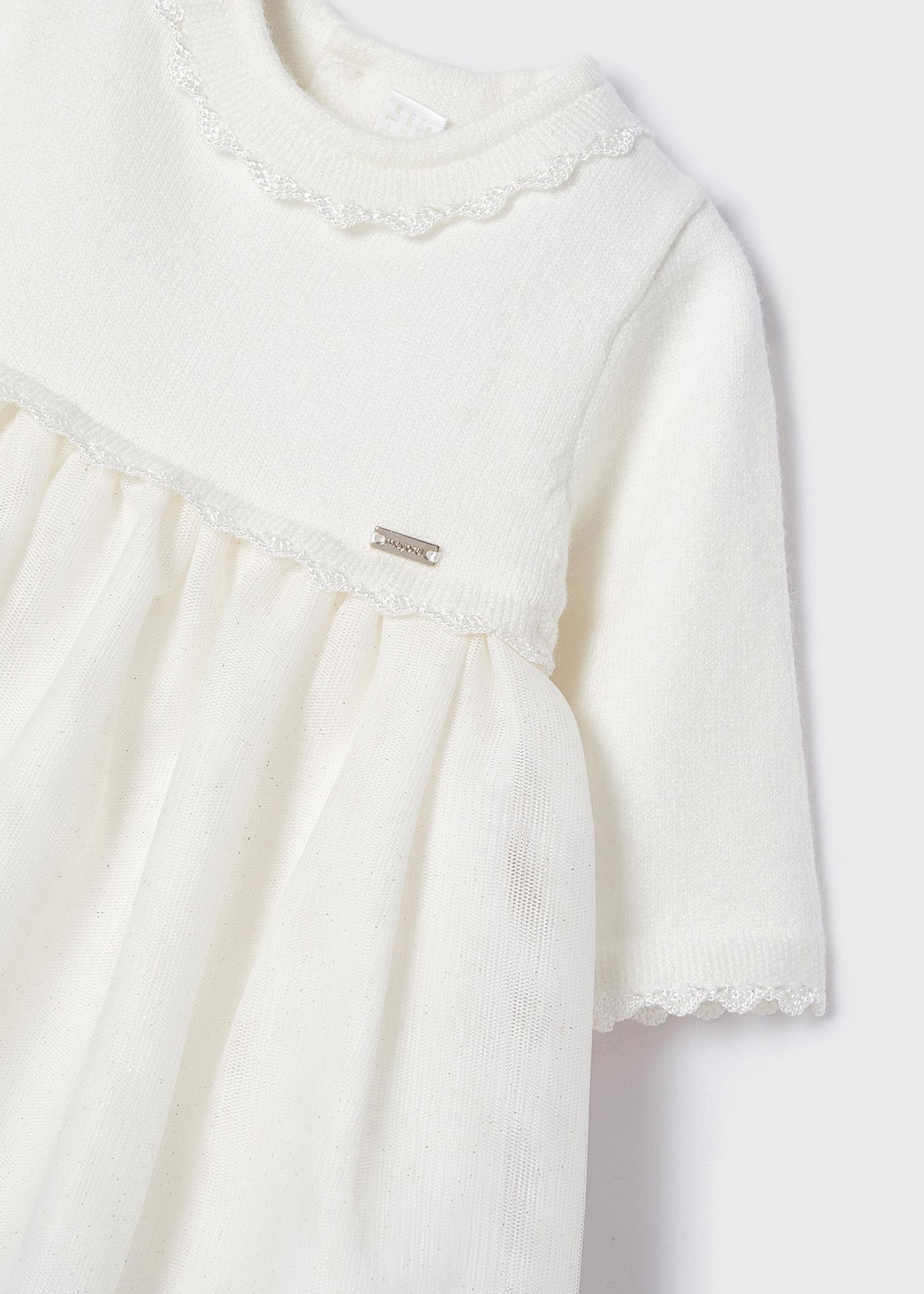 Combined Knit & Sparkle Tulle Formal Dress - Off White Girl | Mayoral - Jenni Kidz