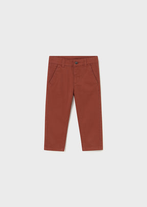 Mayoral baby boy Rust Brown chinos with slim fit and soft micro-corduroy fabric.