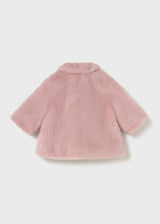 Back view plush infant winter coat rose pink — almost gone