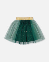 Mesh Skirt With Bow Forest Green | Deux par Deux | Jenni Kidz