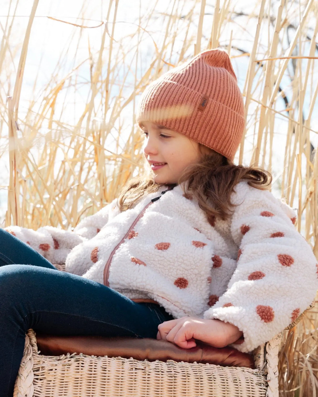 Mid-Season Knit Hat Brown Pink | Deux par Deux | Jenni Kidz