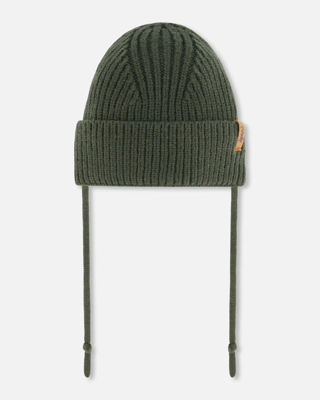 Mid-Season Knit Hat With Strings Forest Green | Deux par Deux | Jenni Kidz