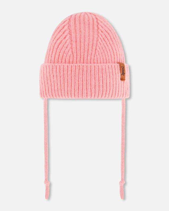 Mid-Season Knit Hat With Strings Pink | Deux par Deux | Jenni Kidz