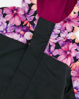 Mid-Season One-Piece Outerwear Black With Pink And Orange Flowers | Deux par Deux | Jenni Kidz