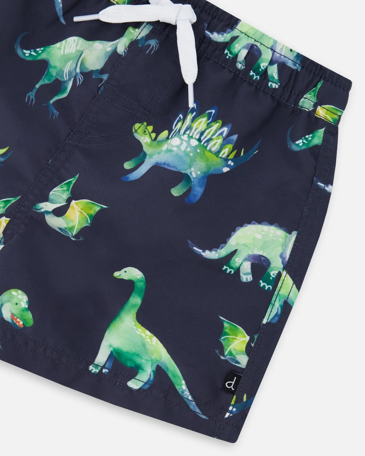 Mid-Thigh Boardshort Grey Printed Dinosaurs | Deux par Deux | Jenni Kidz