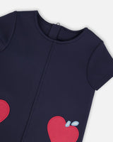 Milano Dress Navy Blue With Plaid Flounce | Deux par Deux | Jenni Kidz