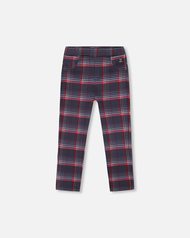 Milano Treggings Red And Navy Plaid | Deux par Deux | Jenni Kidz