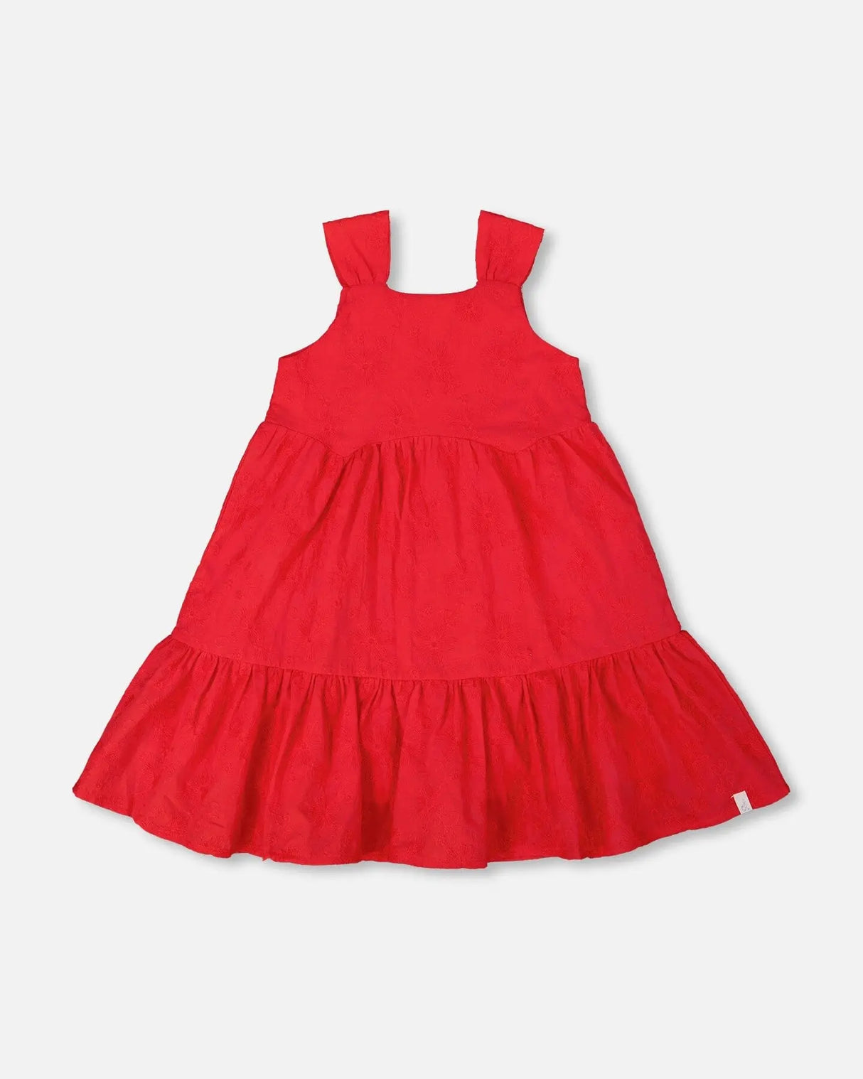 Multi-Tiered Eyelet Dress Red | Deux par Deux | Jenni Kidz