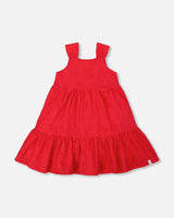 Multi-Tiered Eyelet Dress Red | Deux par Deux | Jenni Kidz