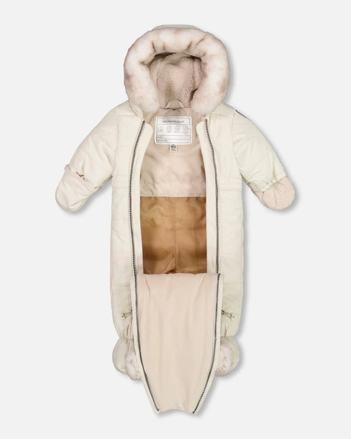 One Piece Baby Bear Face Snowsuit Silver White Designed For Car Seat | Deux par Deux | Jenni Kidz