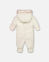 One Piece Baby Bear Face Snowsuit Silver White Designed For Car Seat | Deux par Deux | Jenni Kidz