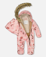 One Piece Baby Hooded Snowsuit Printed Roses Designed For Car Seat | Deux par Deux | Jenni Kidz