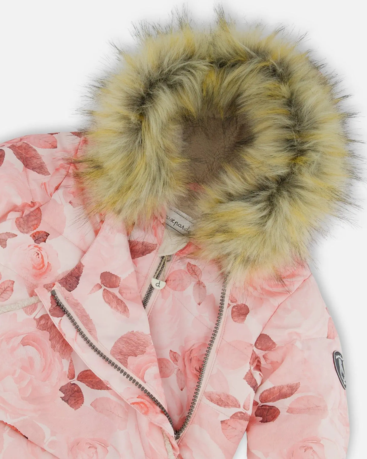 One Piece Baby Hooded Snowsuit Printed Roses Designed For Car Seat | Deux par Deux | Jenni Kidz