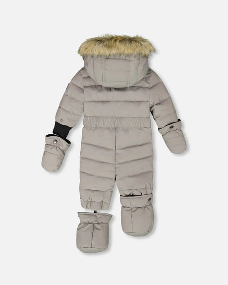 Back view of Deux Par Deux Baby Original Puffy Snowsuit Gray