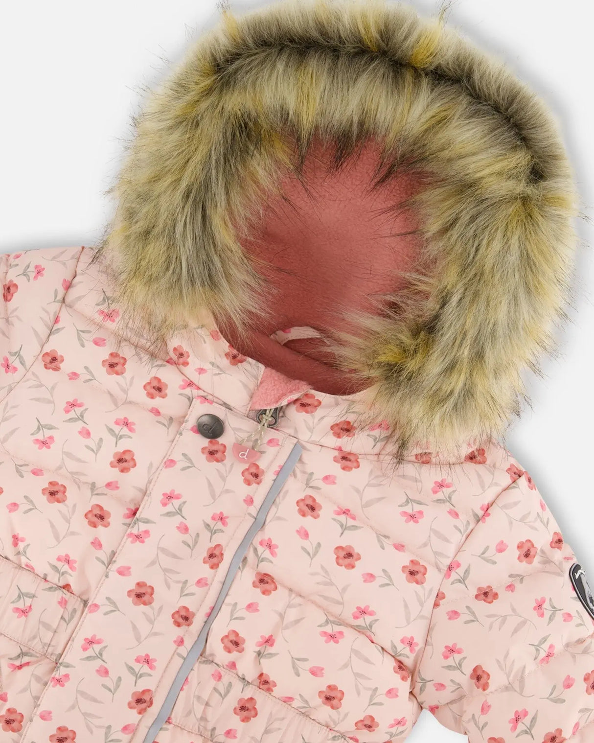 One-Piece Baby Original Puffy Snowsuit Pink Mini Flowers | Deux par Deux | Jenni Kidz