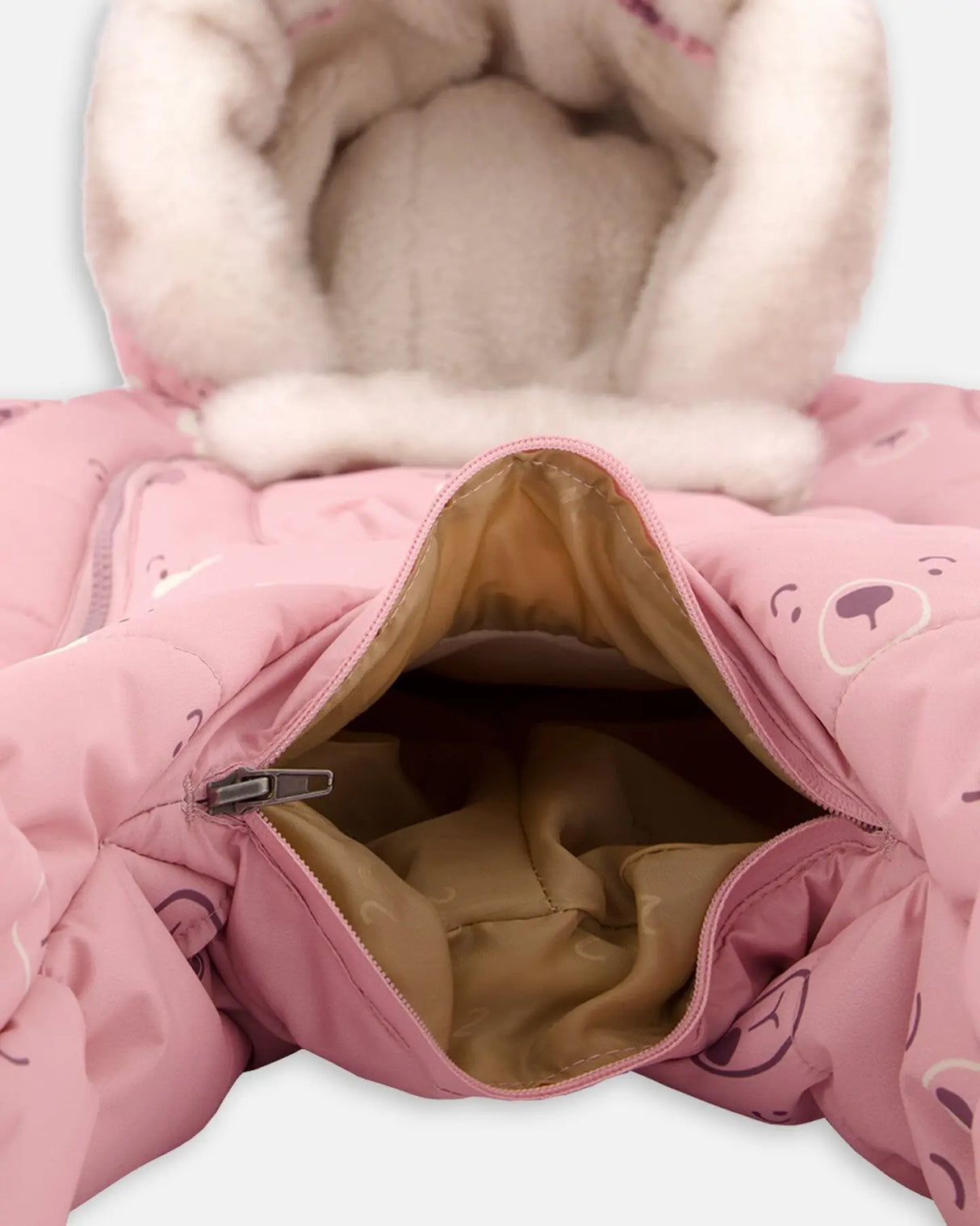 One Piece Baby Snowsuit Pink Bears Designed For Car Seat | Deux par Deux | Jenni Kidz