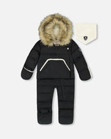One-Piece Baby Snug Snowsuit Designed For Car Seat Black | Deux par Deux | Jenni Kidz