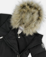 One-Piece Baby Snug Snowsuit Designed For Car Seat Black | Deux par Deux | Jenni Kidz