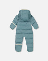 One-Piece Compressible Snowsuit Ash Blue For Baby Designed For Car Seat | Deux par Deux | Jenni Kidz