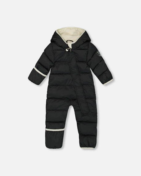 One-Piece Compressible Snowsuit Black For Baby Designed For Car Seat | Deux par Deux | Jenni Kidz