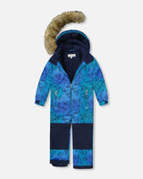 One-Piece Discover Snowsuit Blue Gradient Dinosaur Print | Deux par Deux | Jenni Kidz