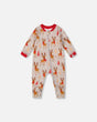 One-Piece Organic Cotton Pajama Beige Reindeer Print | Deux par Deux | Jenni Kidz