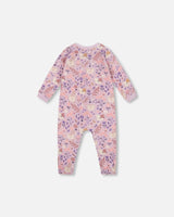 One-Piece Organic Cotton Pajama Lilac Cat Print | Deux par Deux | Jenni Kidz