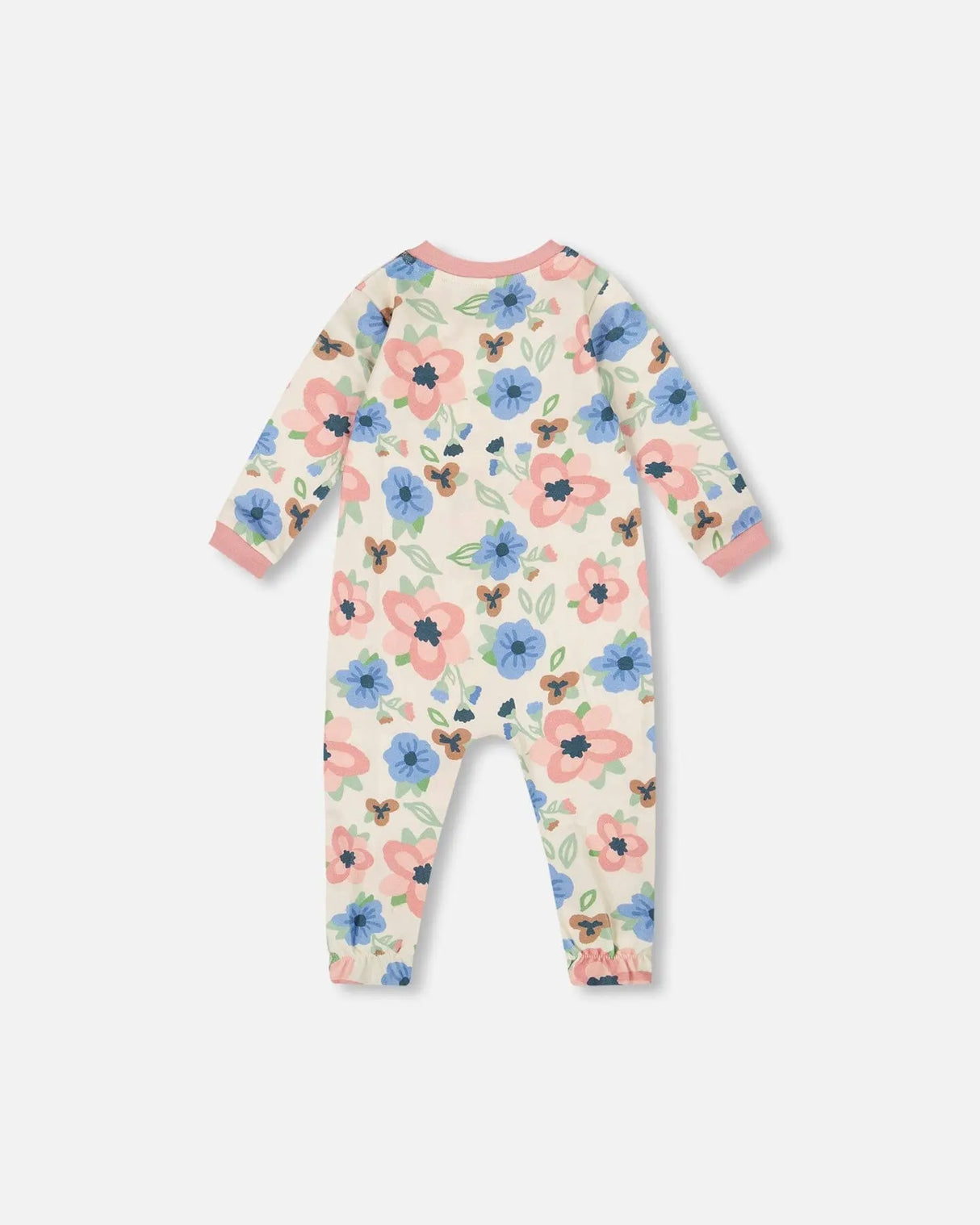 One-Piece Organic Cotton Pajama Off-White Flower Print | Deux par Deux | Jenni Kidz