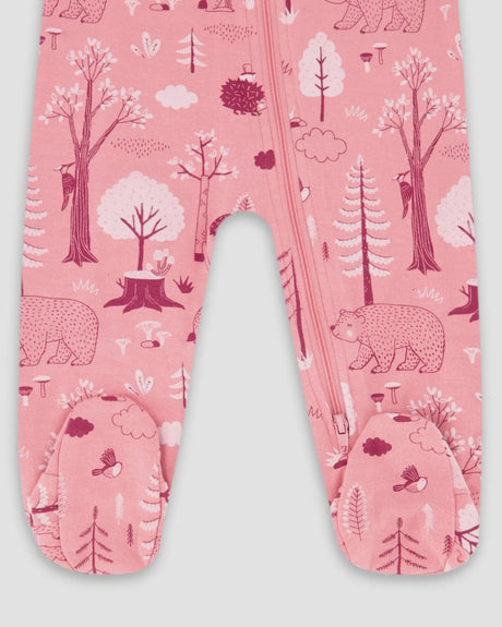 One-Piece Organic Cotton Pajama Pink Forest | Deux par Deux | Jenni Kidz